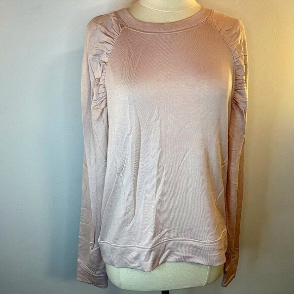 Express Women's Light Pink Gathered Sleeve Fine Fleece Sweater - Size Medium NWT - Picture 1 of 5